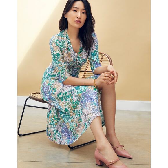 The Fold London Lochaline Japanese Botanical Floral Midi Dress UK 12 US 8 - Picture 9 of 16